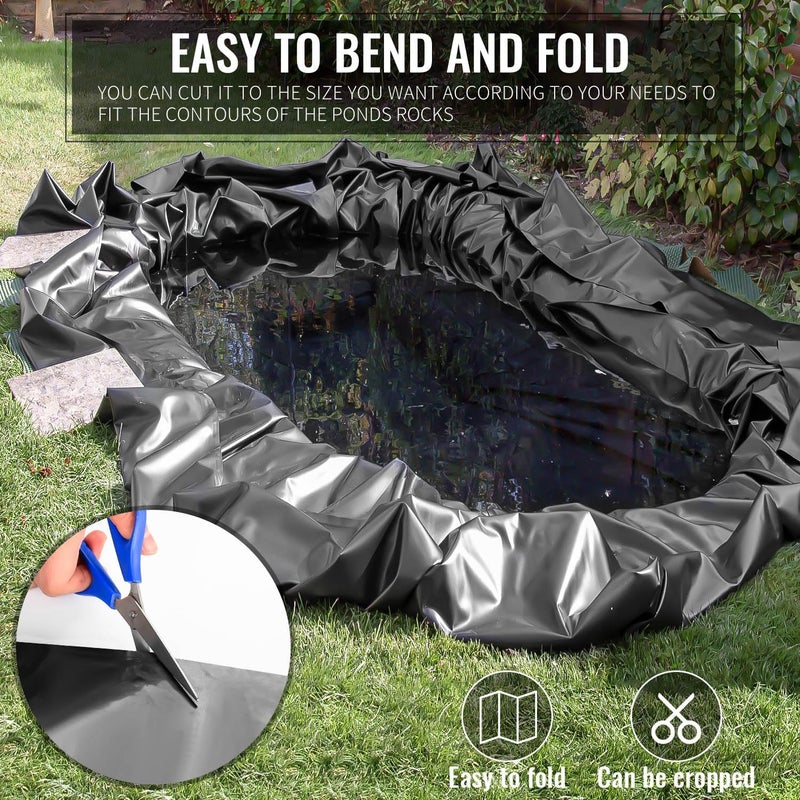 ALDMIO بطانة بركة 10x15 قدم، بطانات بركة سمك بسمك HDPE للبرك الخارجية، بطانات بركة للشلالات، السمك أو كوي، ينابيع النوافير - Image 3